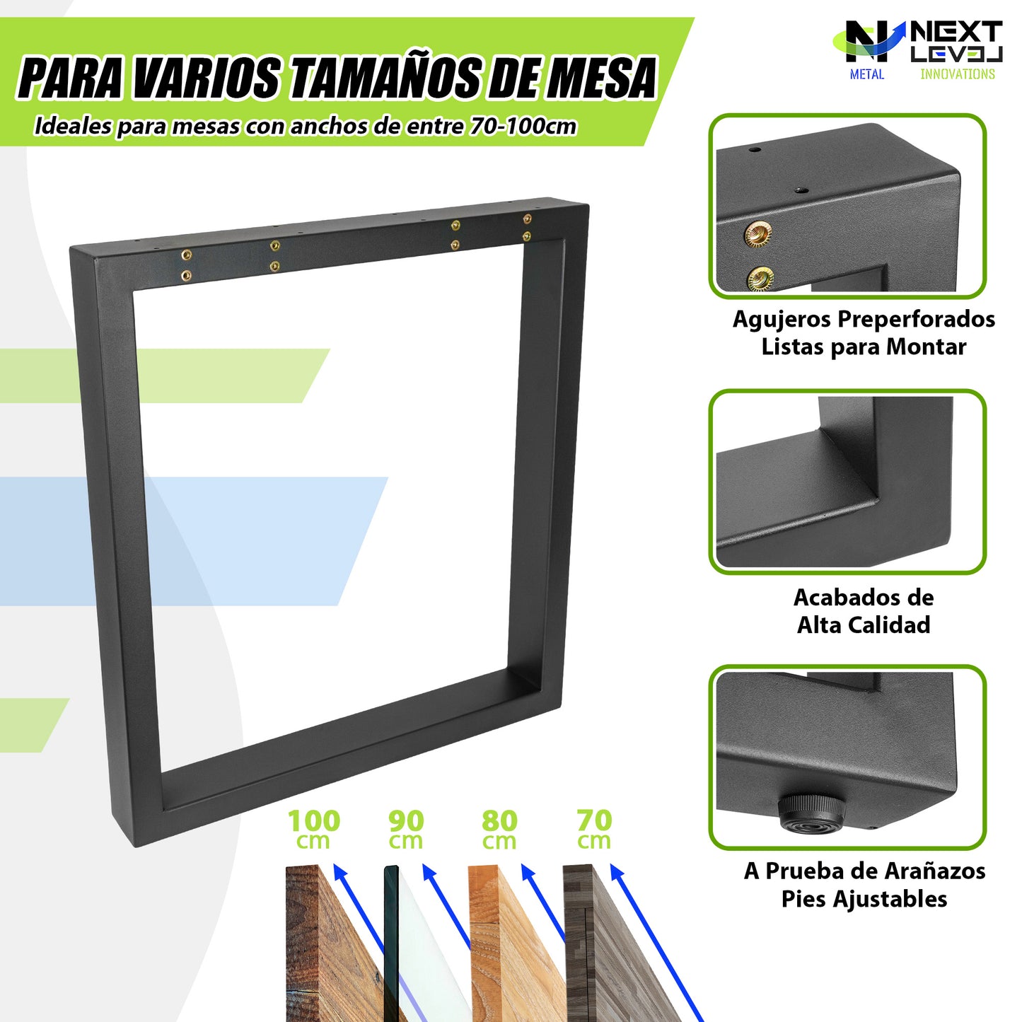 Patas Metálicas Rectangulares para Mesa 65x71 cm – Estructura Industrial de Acero