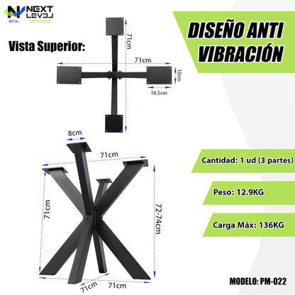Patas Metálicas para Mesa ARAÑA CORTA (68x71 cm) – Estilo Industrial Moderno | Acero Negro