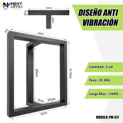 Pieds de table en métal type T (65x71 cm) – Design industriel robuste | Acier noir mat