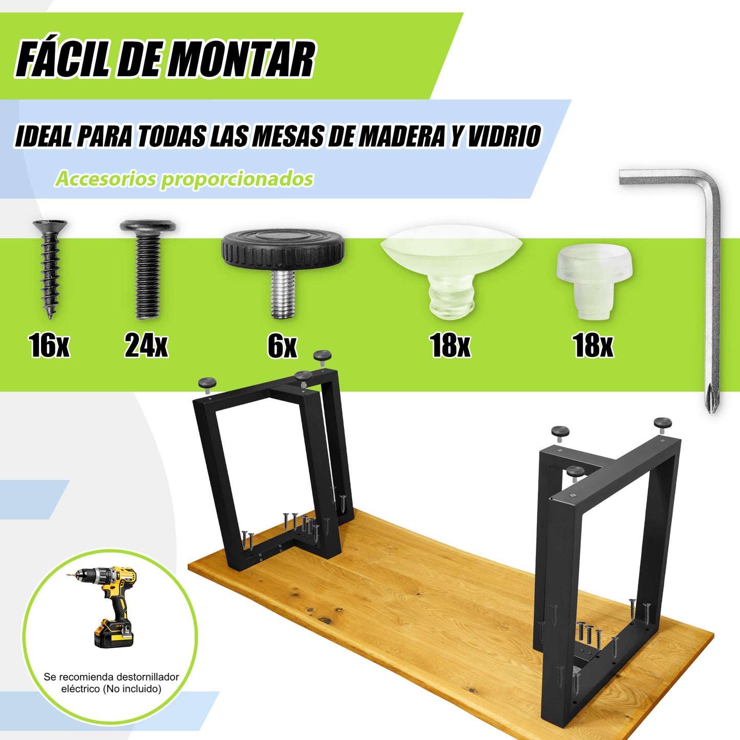 Pieds de table en métal type T (65x71 cm) – Design industriel robuste | Acier noir mat