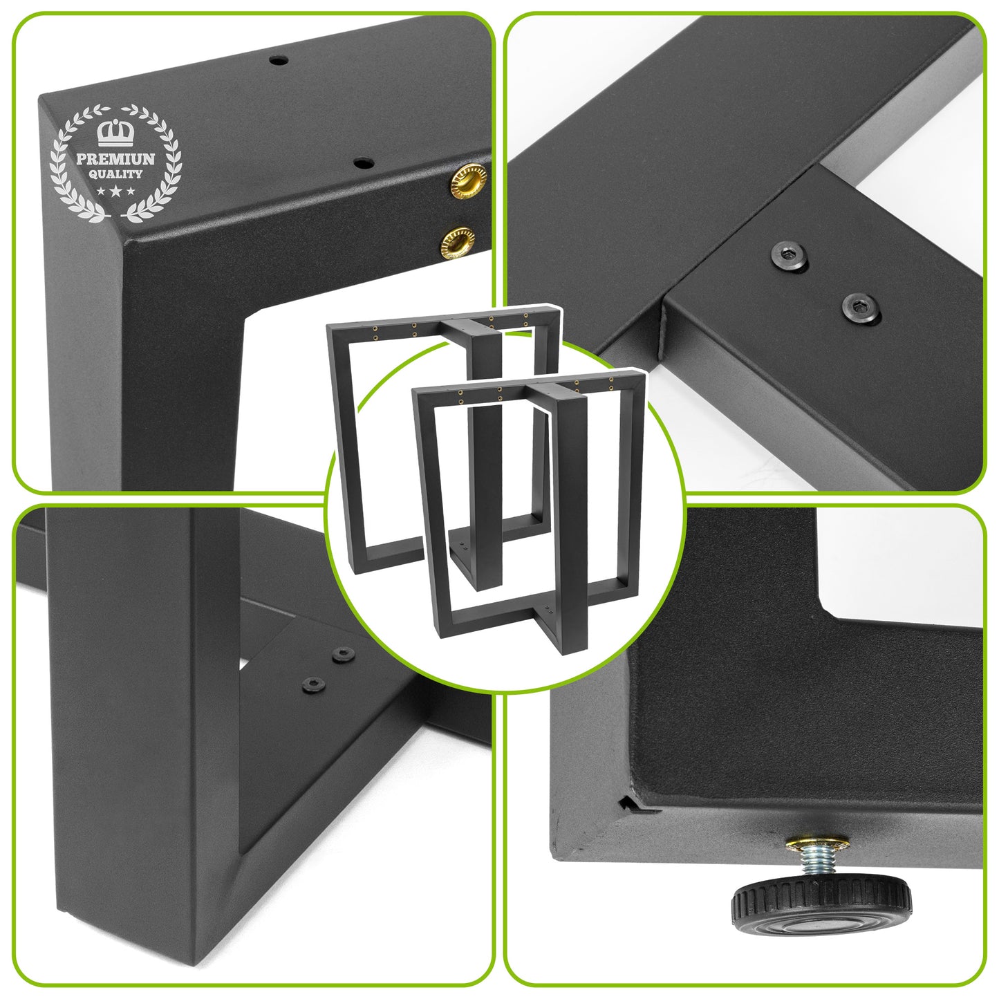 Pieds de table en métal type T (65x71 cm) – Design industriel robuste | Acier noir mat