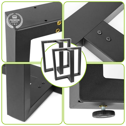 Pieds de table en métal type T (65x71 cm) – Design industriel robuste | Acier noir mat