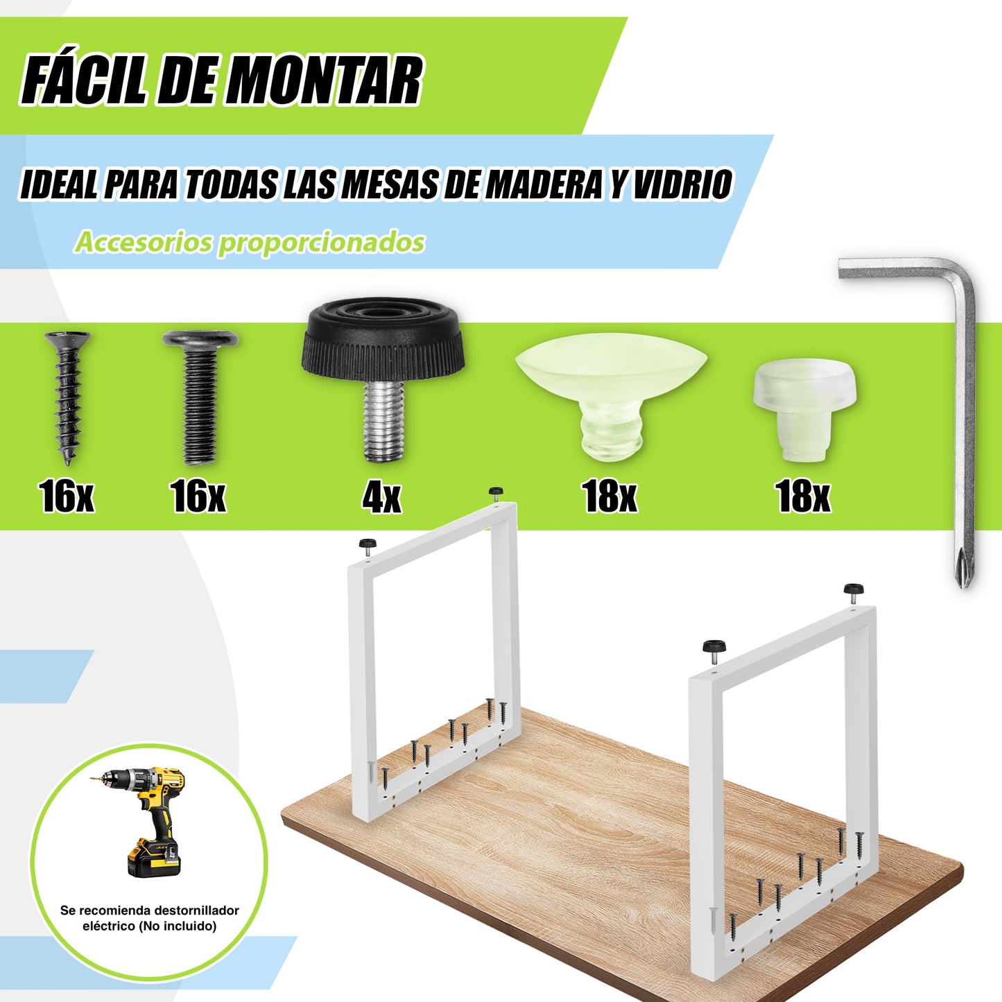 Patas Metálicas Rectangulares para Mesa 65x71 cm – Estructura Industrial de Acero
