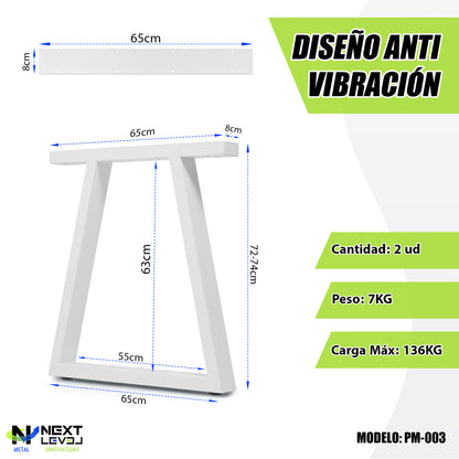 Trapezoidal Metal Legs for Table 65x71 cm – Industrial Design