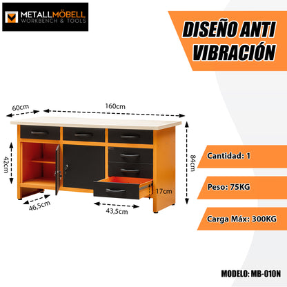 Kit fai da te 1 – Banco da lavoro con cassetti, armadietti da parete in metallo e pannello forato per officine e garage domestici