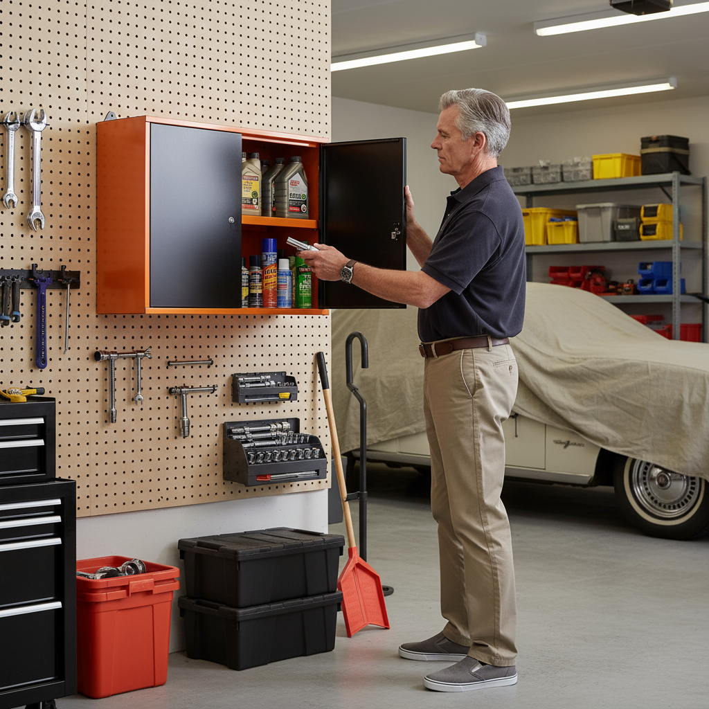 Mobiletto da parete in metallo con serratura e chiave 80x60x20cm