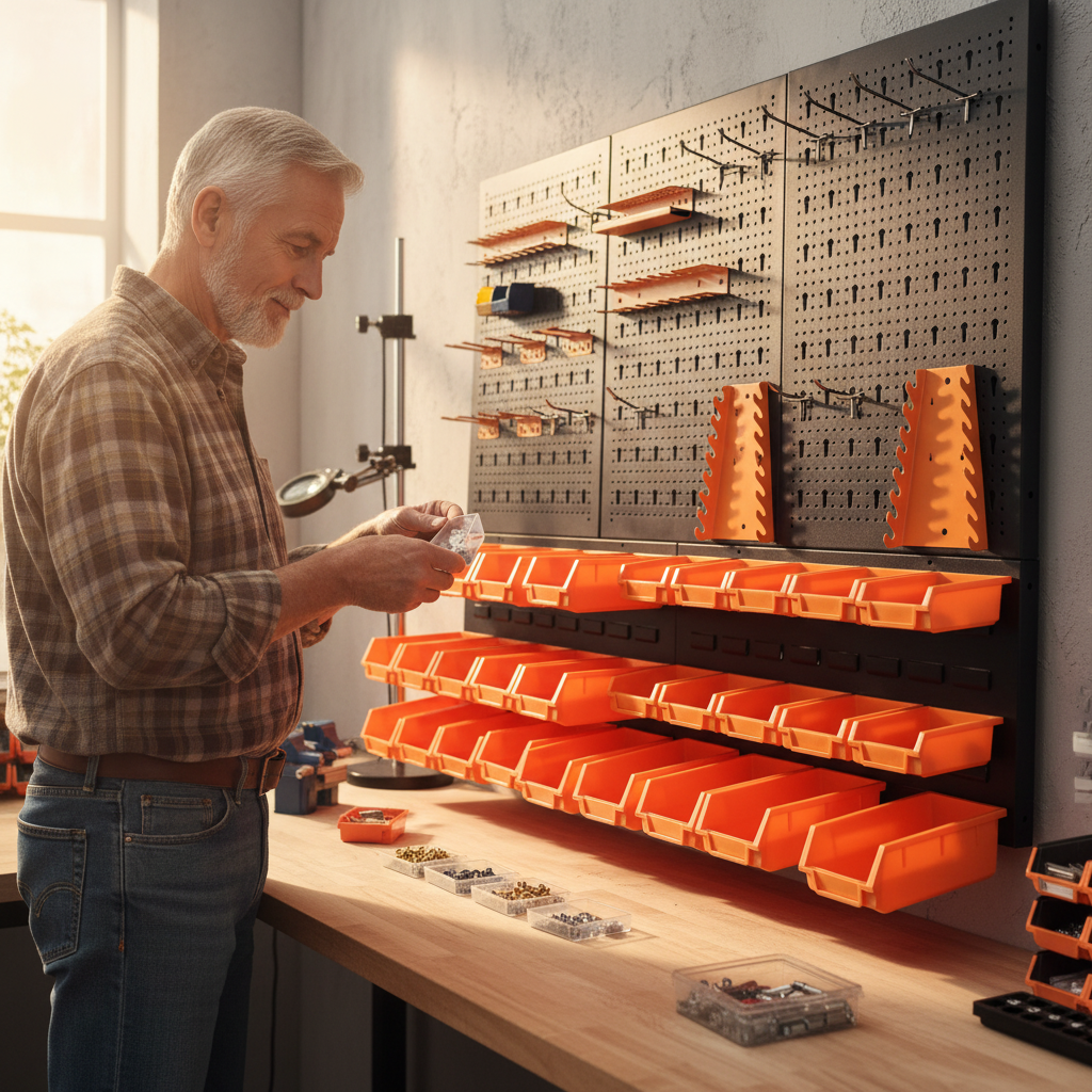 Kit di 5 pannelli forati e fessurati + ganci e staffe + contenitori portaoggetti - HPTH02