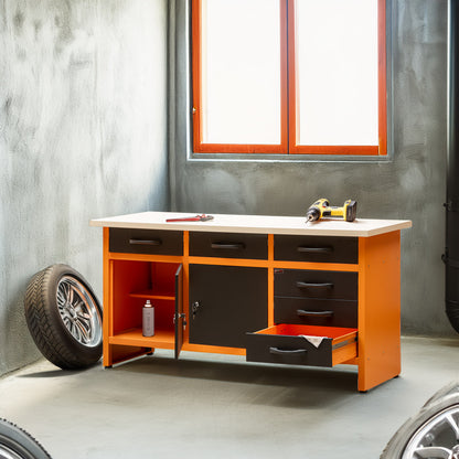 Banco de Trabajo con Cajones Metálicos de 15 Unidades - 160x60x92 CM - MetallMöbell