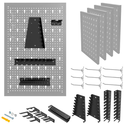 Kit de 4 Panneaux Perforés 40x60x2Cm + Crochet et Support Kit Outils d'Organisation 22 unités. HPTH001