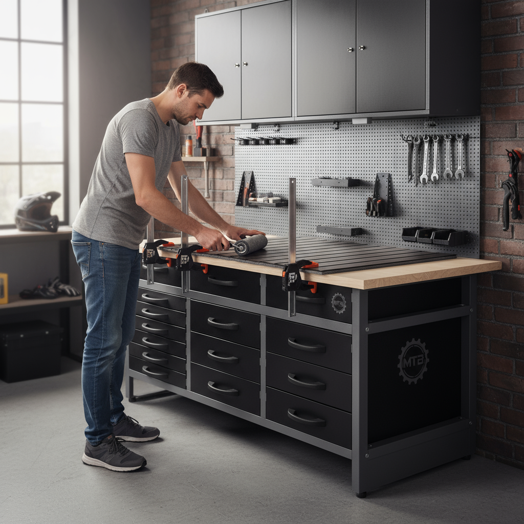 Professional Work Package - Workbench with 15 Drawers and 2 Double Wall Cabinets with Lock