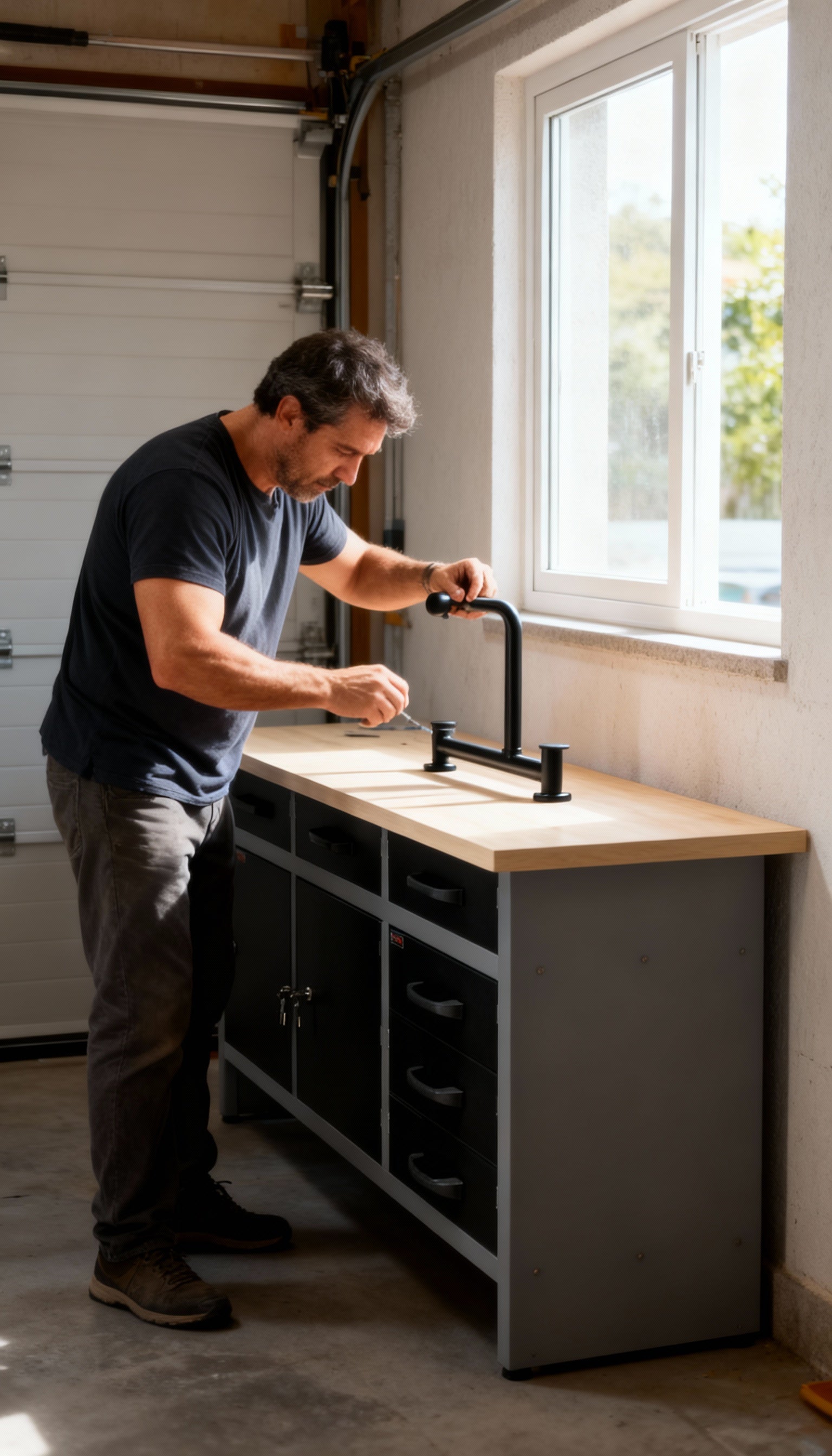 Banco de Trabajo con Cajones Metálicos de 15 Unidades - 160x60x92 CM - MetallMöbell