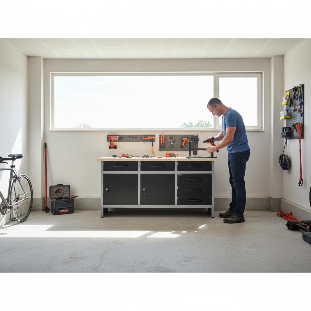 Banco de Trabajo con Cajones Metálicos de 15 Unidades - 160x60x92 CM - MetallMöbell
