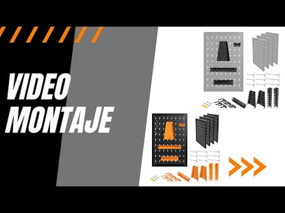 Pack Brico-Garaje 2 - Banco de trabajo para garaje con hueco central, paneles perforados y armarios superiores dobles con cerradura