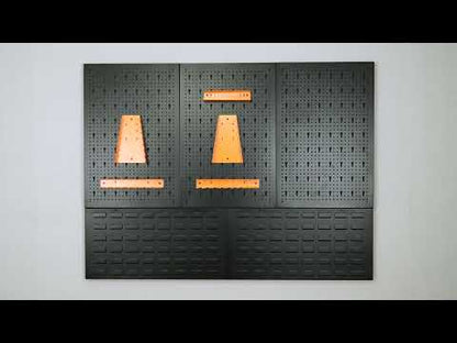 Kit di 5 pannelli forati e fessurati + ganci e staffe + contenitori portaoggetti - HPTH02