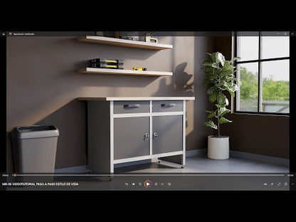 Brico-Motero Pack 1 – Banco da lavoro compatto con pensile e pannelli forati per piccoli garage e aree fai da te