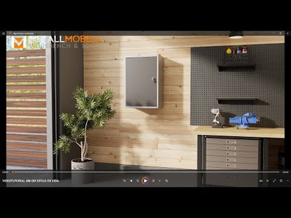 Pacchetto Garage Fai da Te 1 – Banco da lavoro con nicchia centrale, pannelli forati e armadietti metallici con serratura per officine e garage