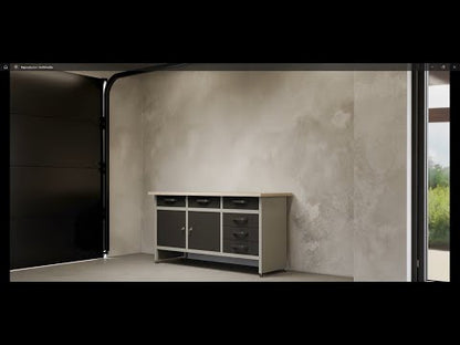 Kit fai da te 1 – Banco da lavoro con cassetti, armadietti da parete in metallo e pannello forato per officine e garage domestici