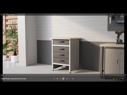 Brico Bikers 2 Pack – Banco da lavoro compatto con carrello portautensili, pensili e mobiletto alto in metallo per un'organizzazione professionale in garage o officina