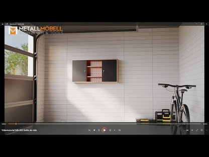 Pacchetto Garage Fai da Te 1 – Banco da lavoro con nicchia centrale, pannelli forati e armadietti metallici con serratura per officine e garage